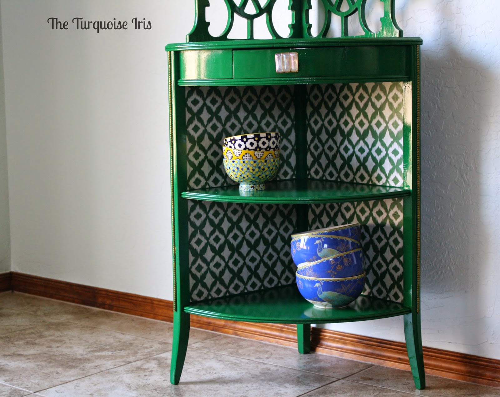 The Turquoise Iris Furniture & Art Emerald Green Corner Shelf