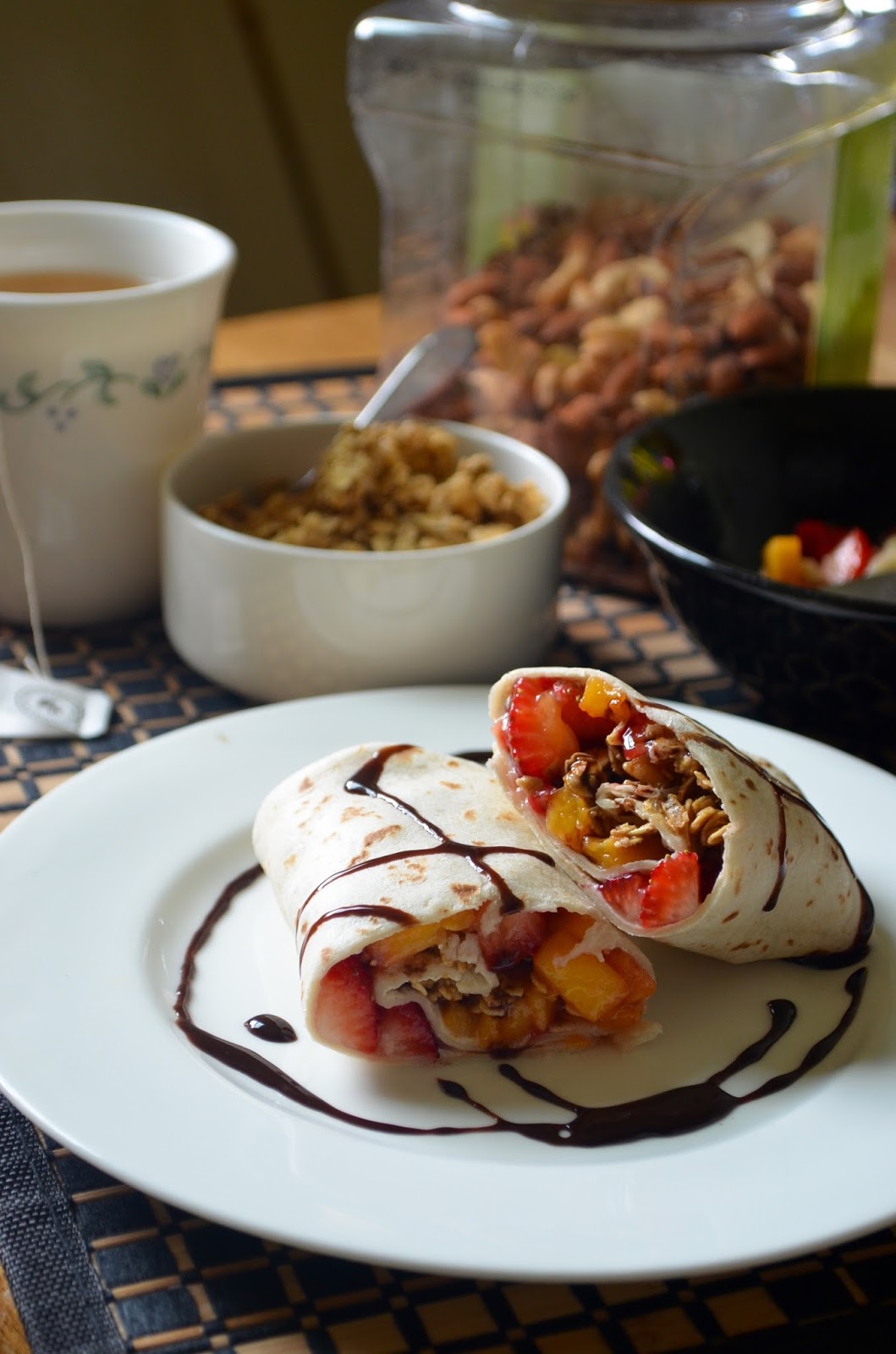 Dishing With Divya Sweet Mixed Fruits and Granola Breakfast Wraps