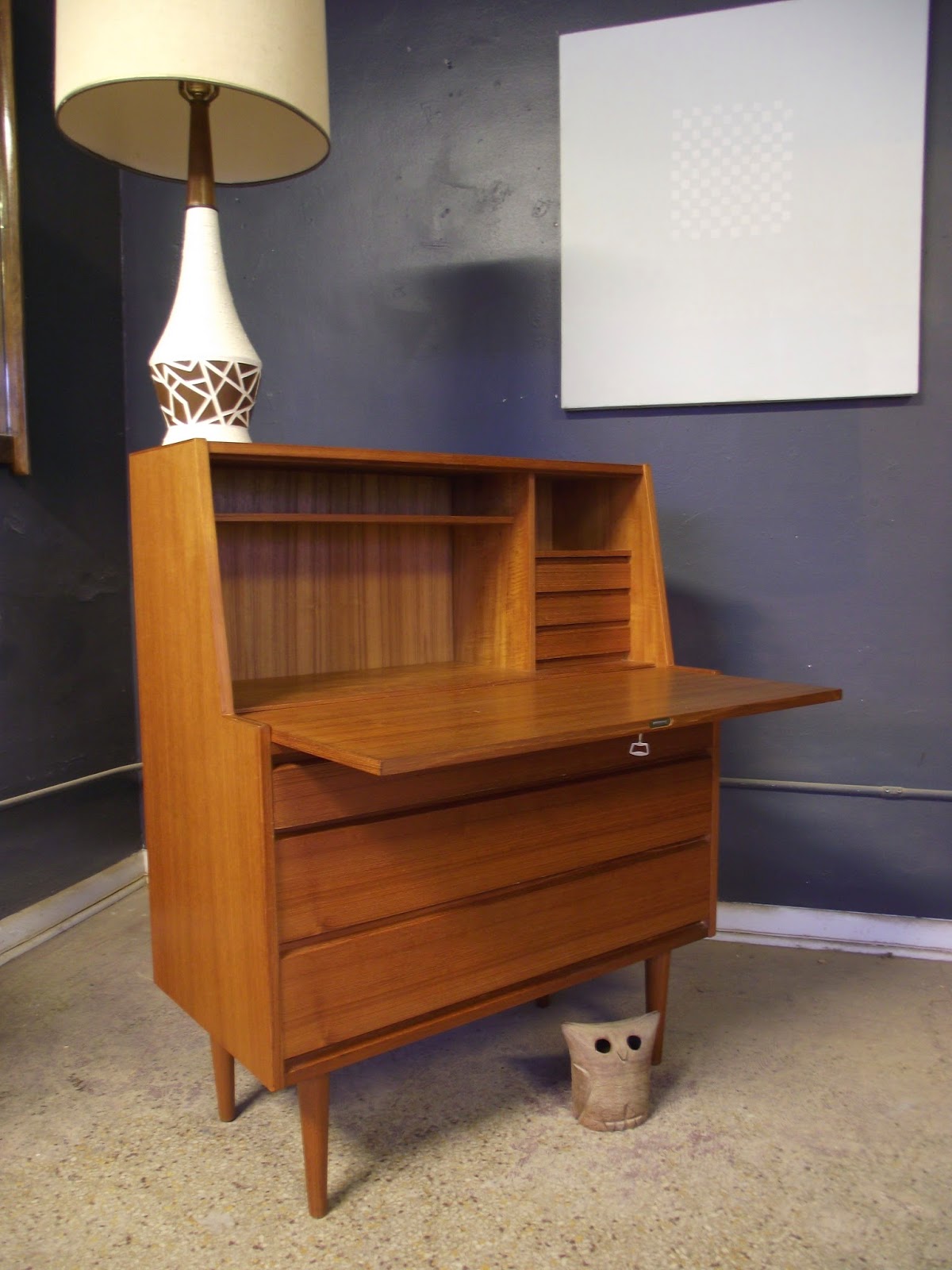 Vintage Ground Mid Century Danish Modern Secretary Desk