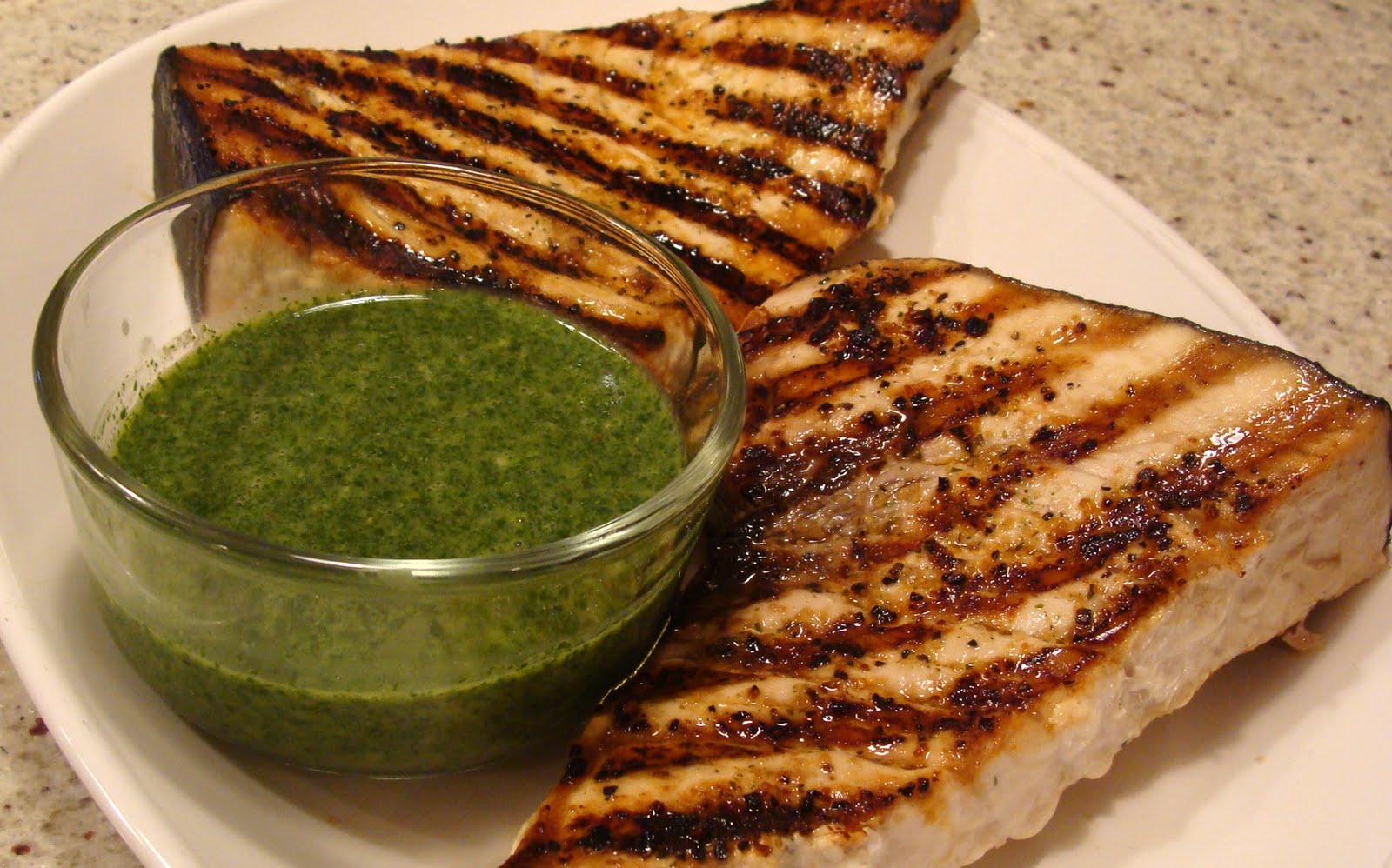 Cook. Eat. Enjoy. Repeat. Grilled Swordfish with Lemon Parsley Sauce