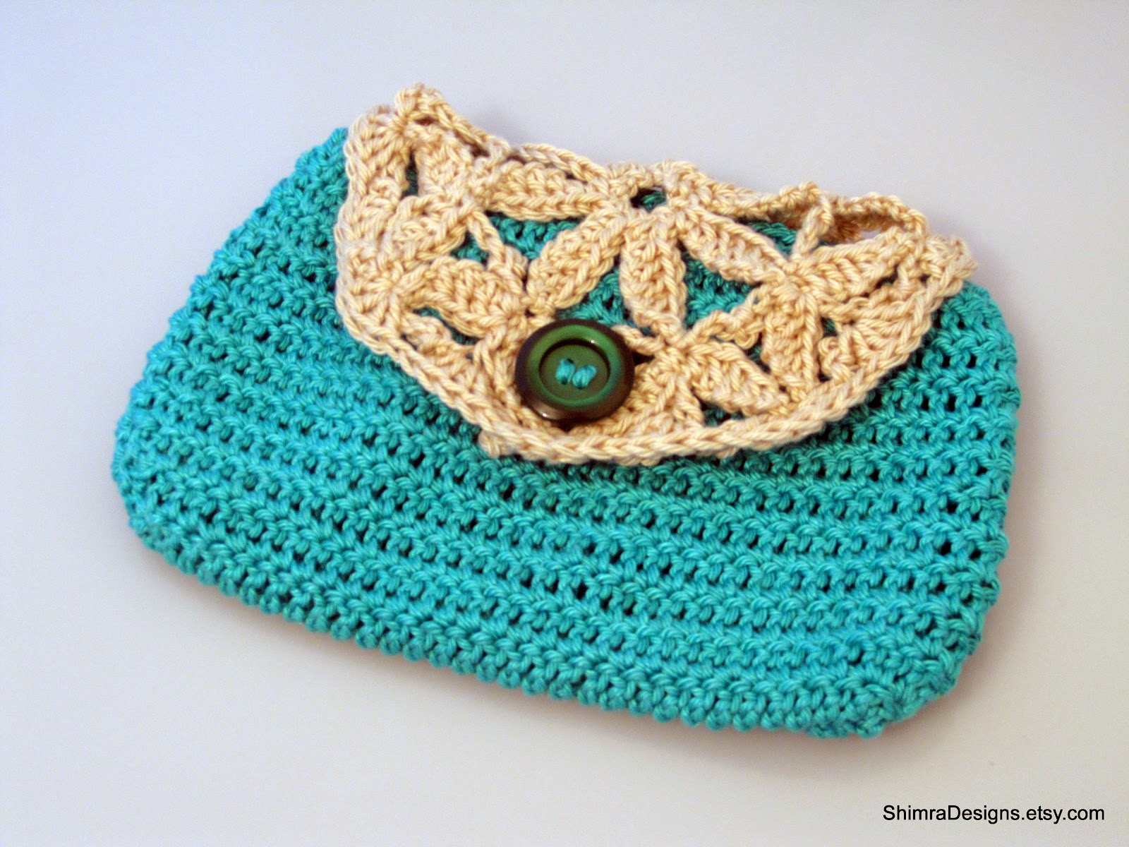 Shimra Designs Done Crochet Cosmetic Bag with a Romantic and Feminine Feel