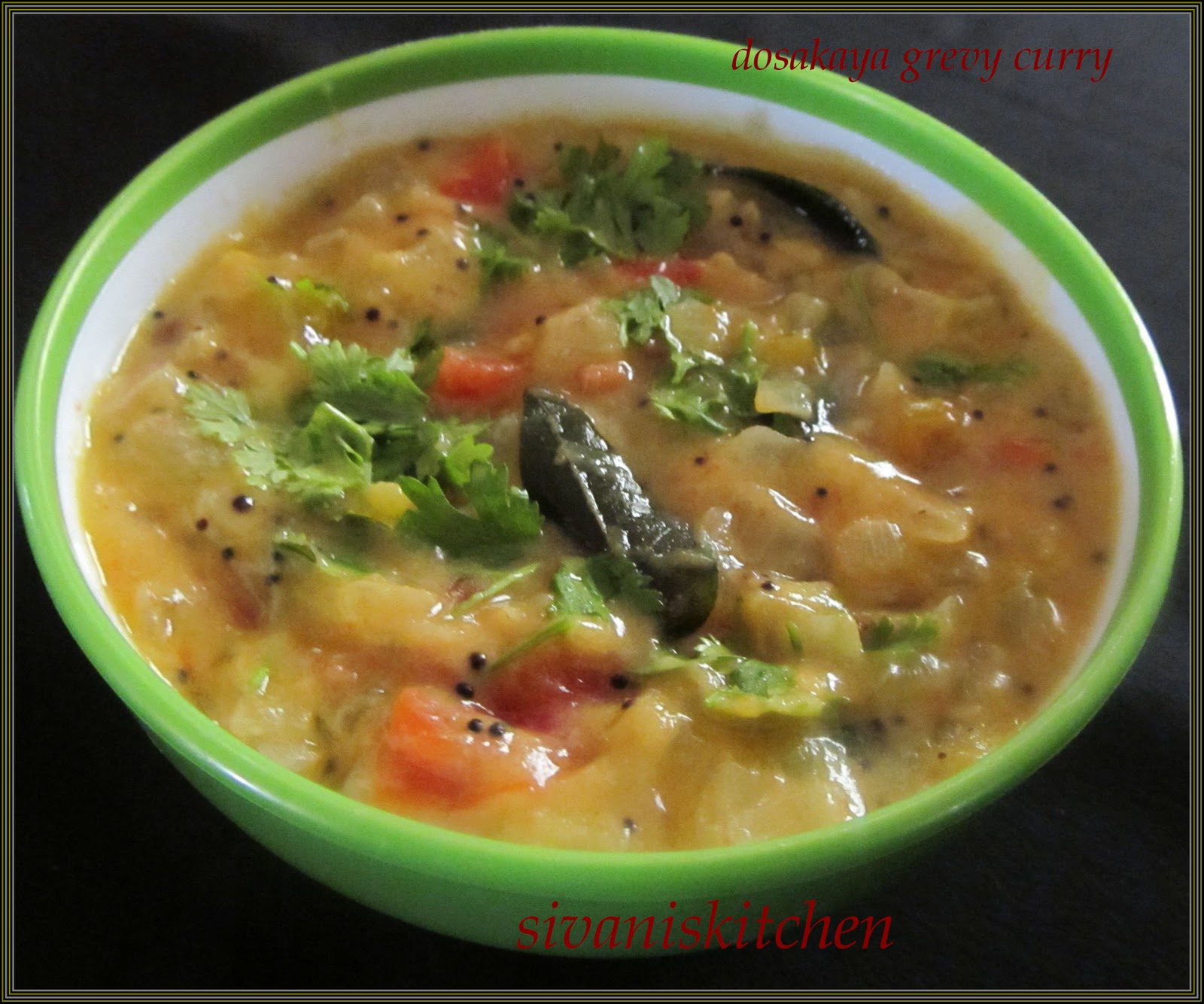 Sivani's Kitchen Dosakaya (Yellow Cucumber) Gravy curry/ Microwave Recipe