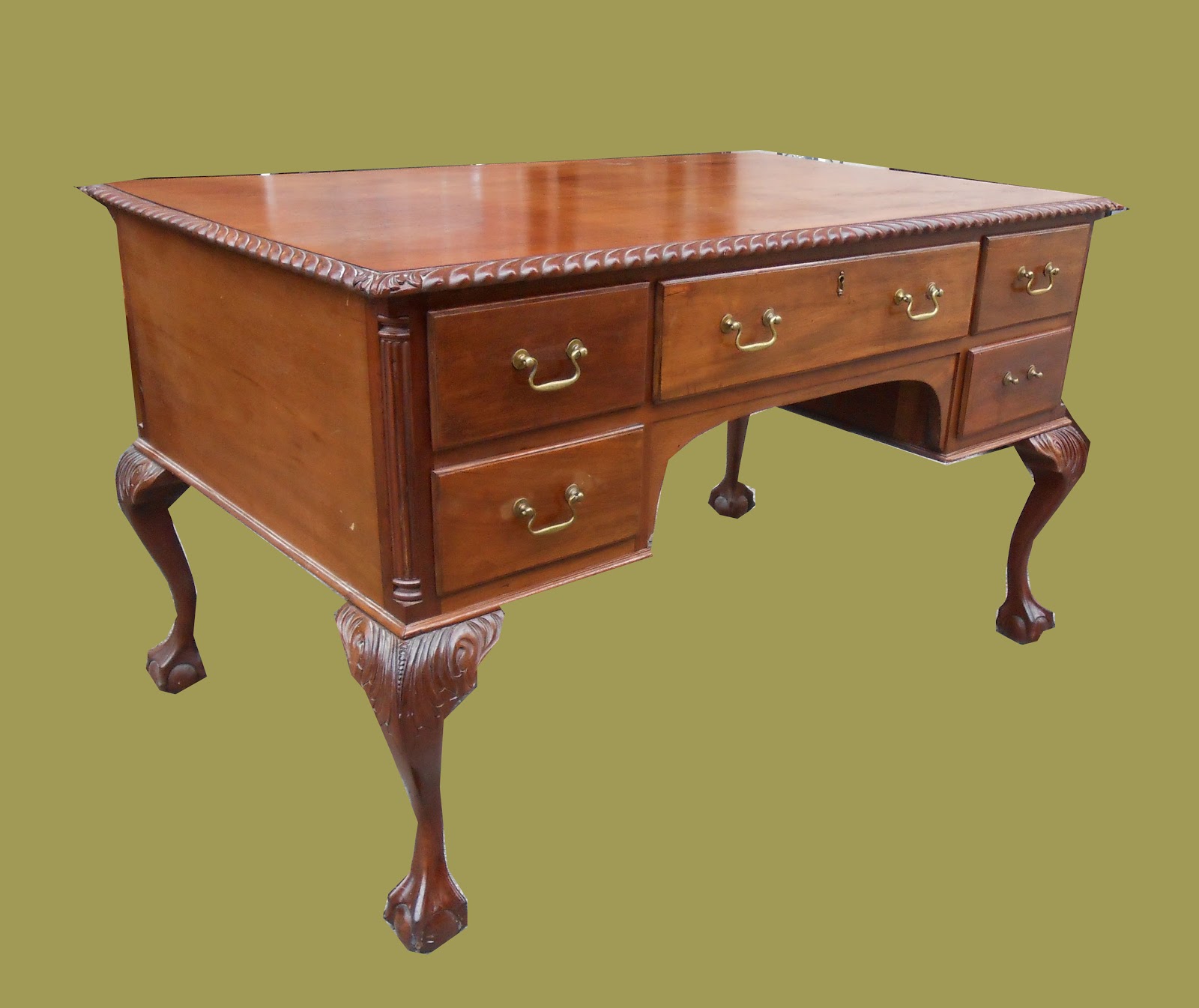 Uhuru Furniture Collectibles Partners Desk W Ball Claw Feet Sold