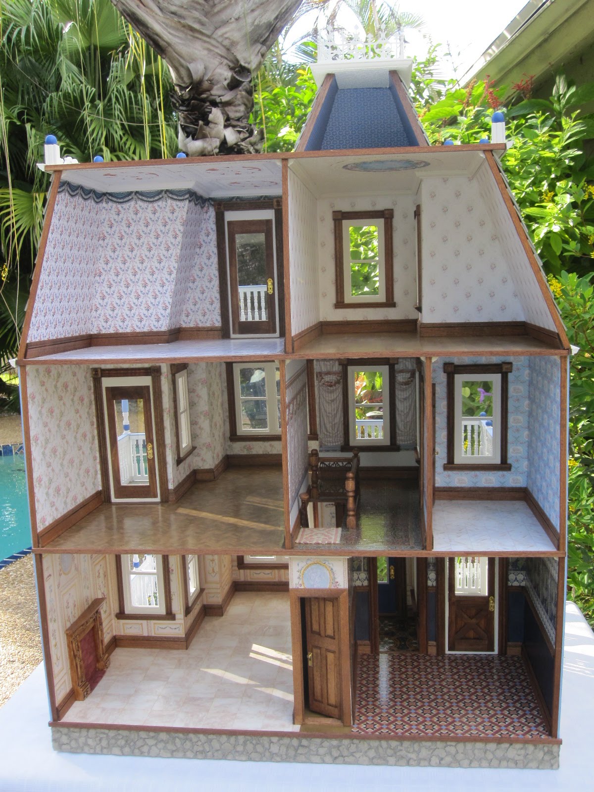 Dollhouses by Robin Carey The Glenview Drive Blue Victorian Dollhouse