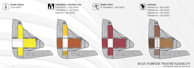 Illustration and floor plan of floor usage in new opera house in Busan