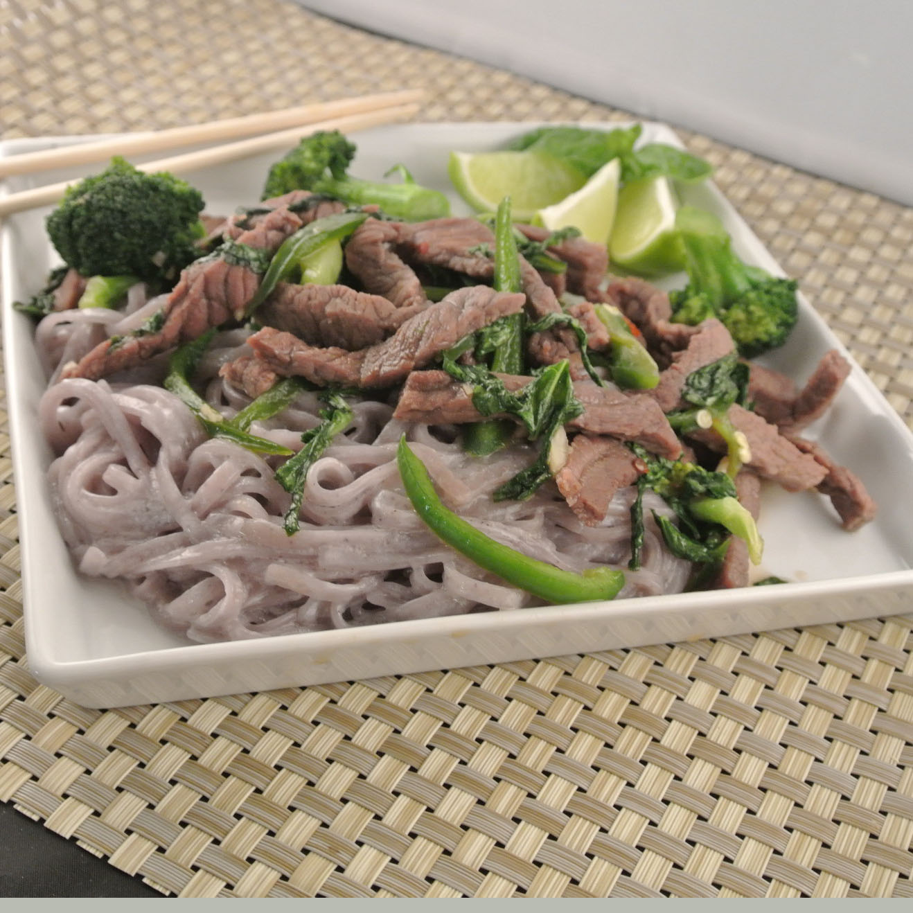 Mom, What's For Dinner? Thai Basil Broccoli Beef with Purple Noodles