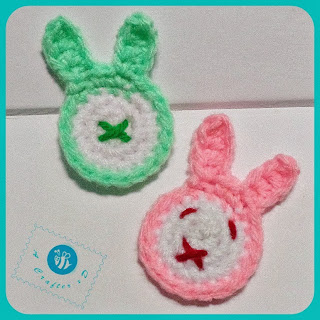 Bunny head applique, crochet bunny applique