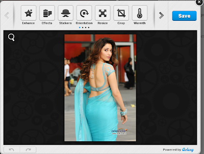 Edit image in Aviary - Tamanna Blue Saree Rebel Movie