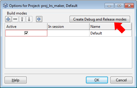 Create Debug and Release modes button from Lazarus Project options/Compiler options.