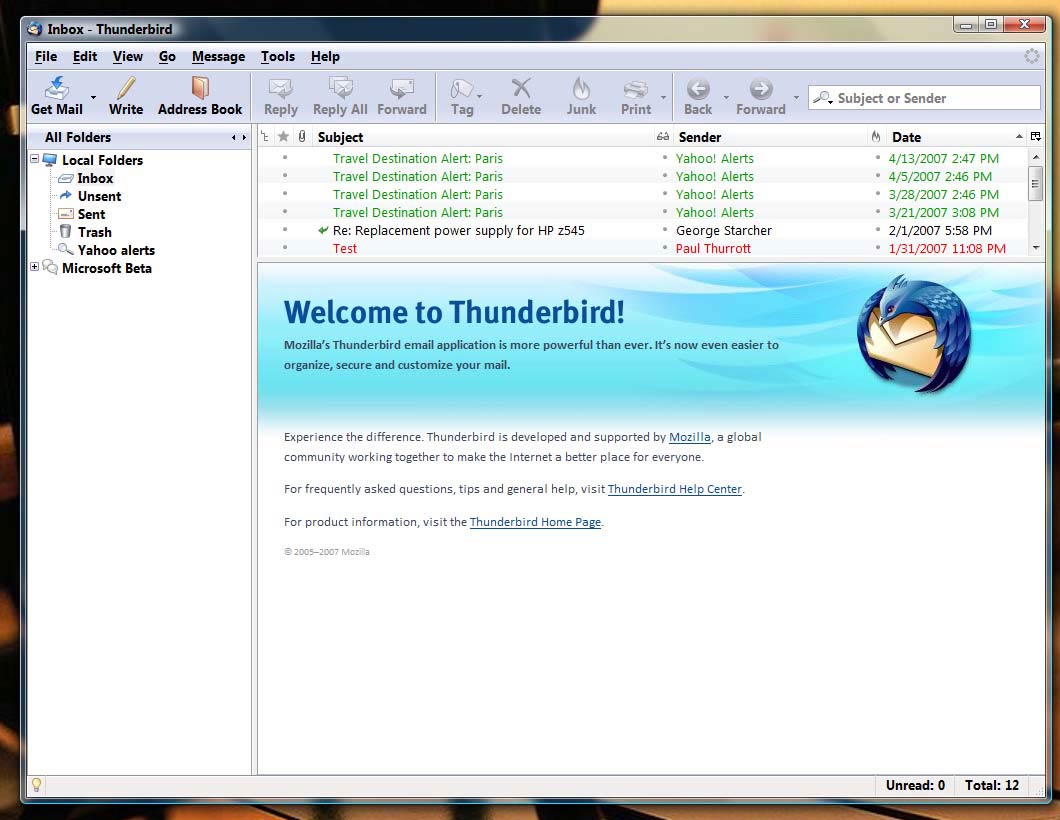 Thunderbird 18.0 Beta 1       Thunderbird-screensh