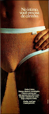 cueca Zorba, moda masculina anos 70,  os anos 70; propaganda na década de 70; Brazil in the 70s, história anos 70; Oswaldo Hernandez;