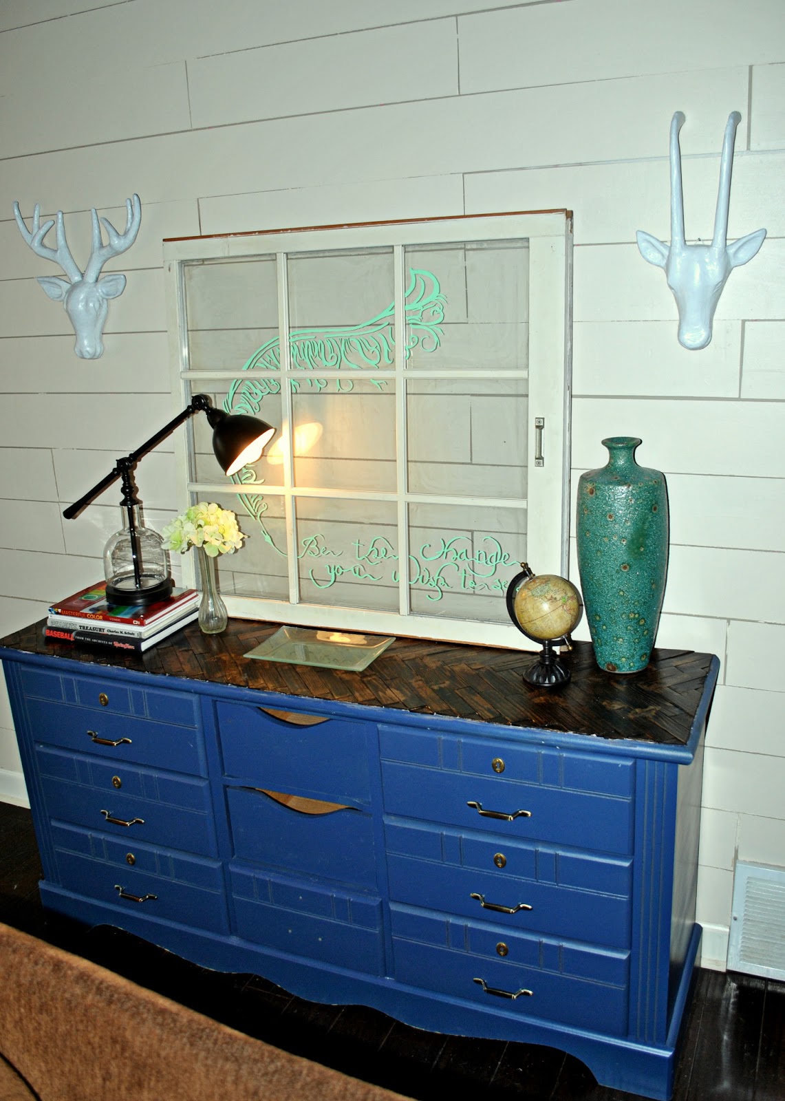 Amazing Grays Navy, Herringbone Dresser for Living Room