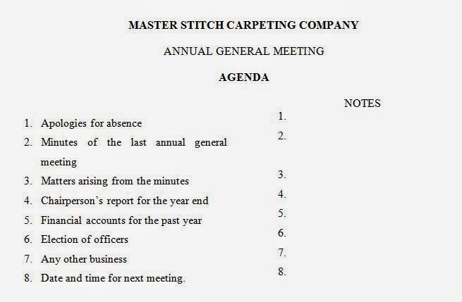 Approval of agenda example image