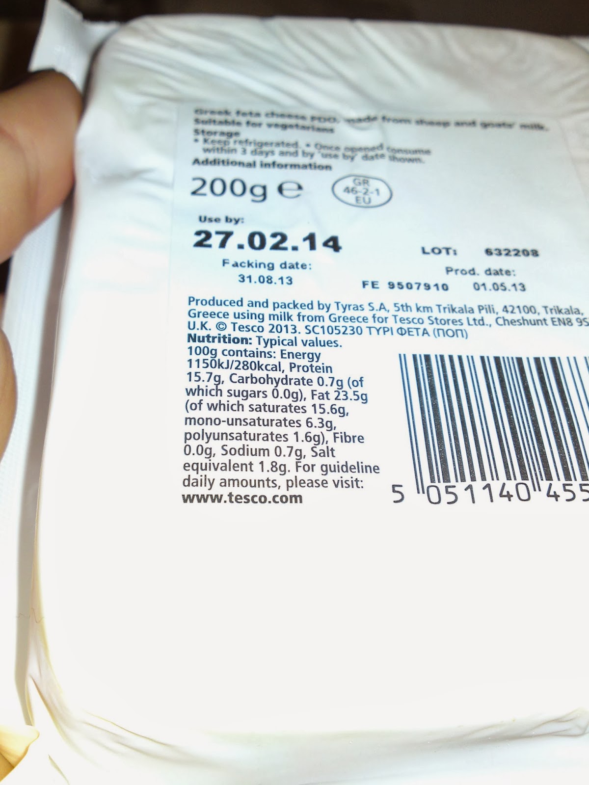 Lactose Free UK: Tesco Feta - safe cheese