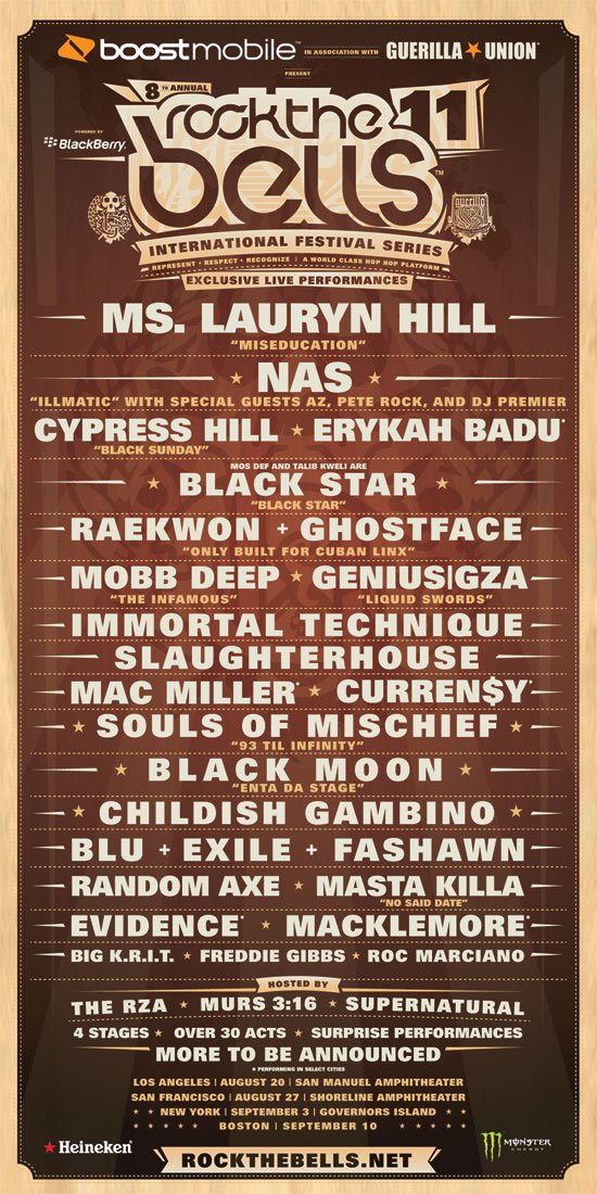 Hip Hop, Life, & My Adidas... Rock the Bells 2011 line up.