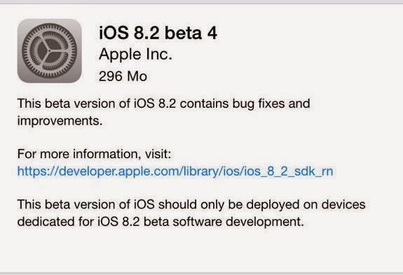 Apple seeds iOS 8.2 beta 4 to developers