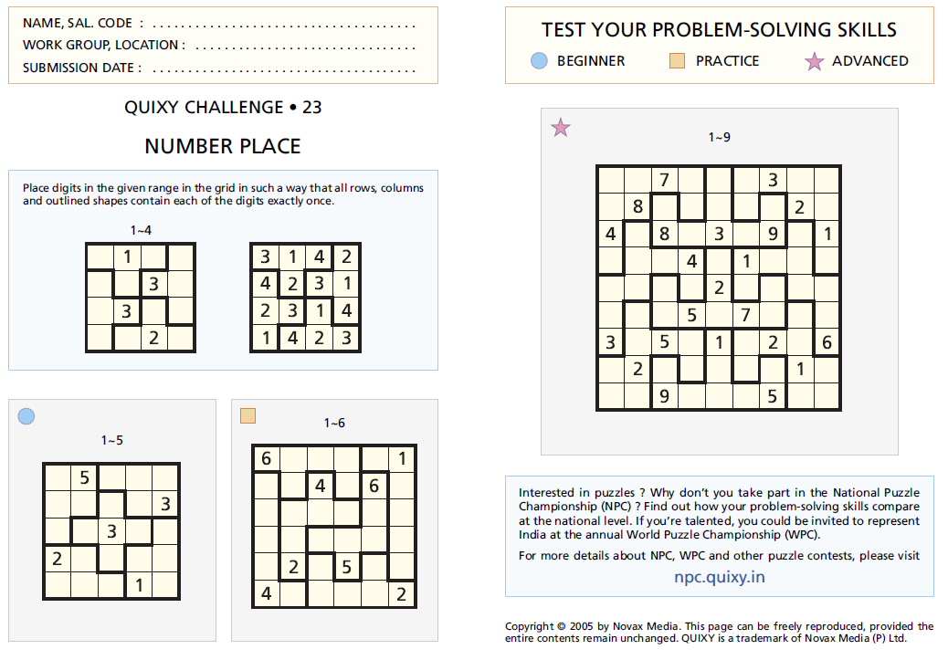 NUMBER PLACE (QC23)Fun With Puzzles