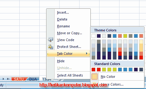 memberi warna sheet ms excel