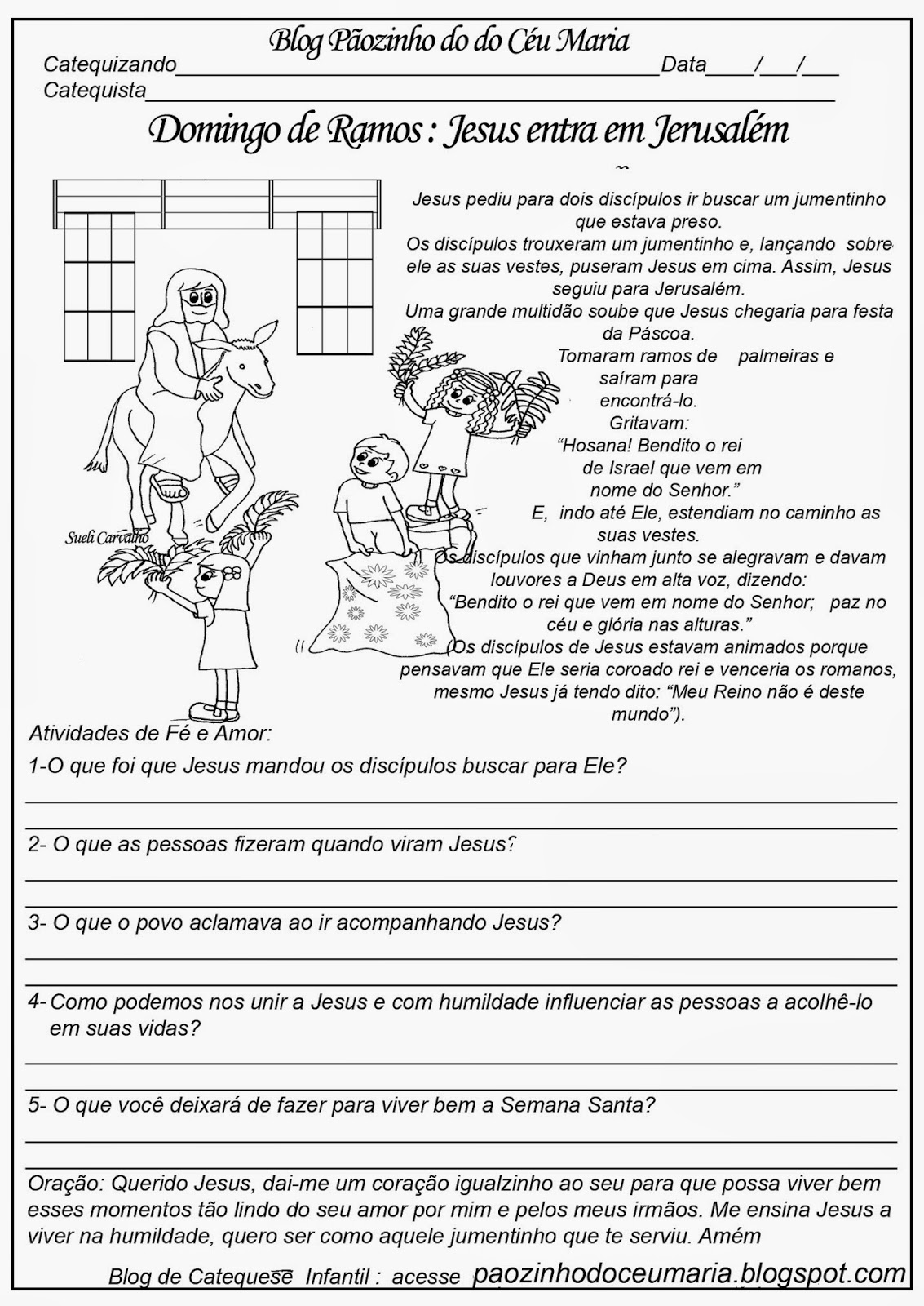 Domingos de Ramos: Atividades de Catequese