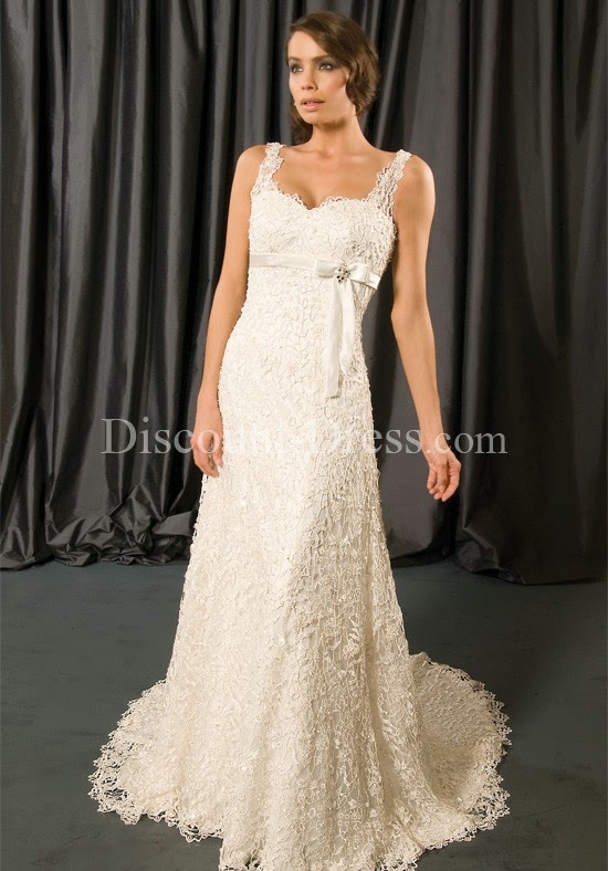 A-Line Sweetheart Floor Length Attached Italian Eyelid Lace/ Satin Beading #Wedding #Dress
