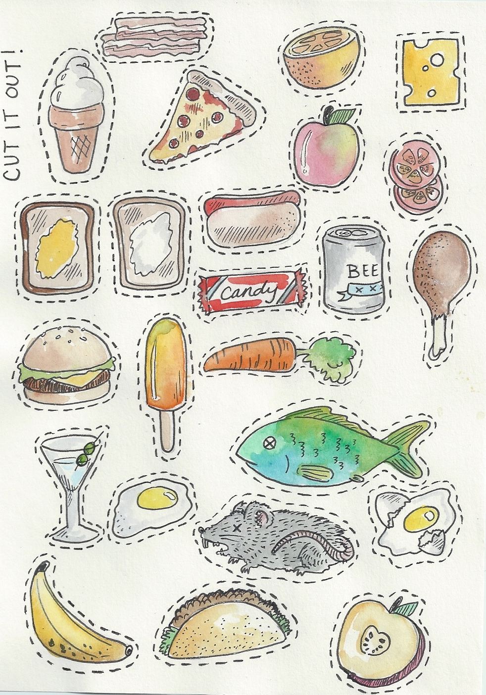 The Extraordinary Life of Ali Jersey Mail Art! Picnic Food Cutouts!