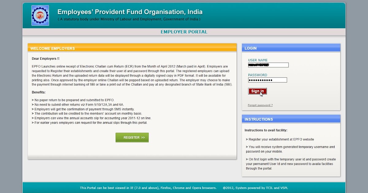 EPFO ERETURN EPFO Employer ESewa (Registration)