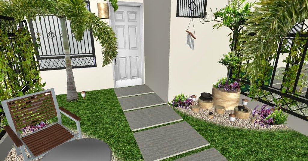 Diseño de un jardín pequeño frente de una casa típica de