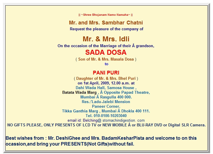 funny personal wedding invitation wording for friends india