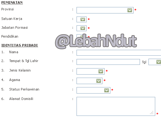 Formulir Pendaftaran Online CPNS Kemenkes 2012