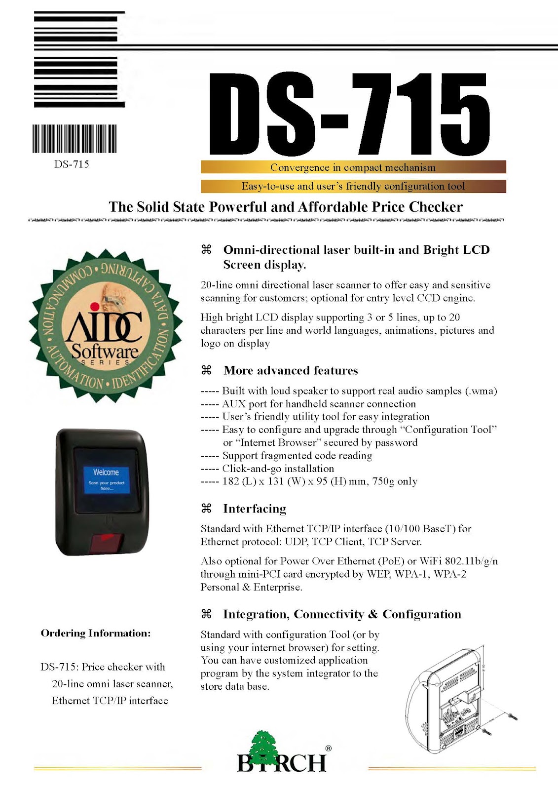 Birch Auto identification and barcode solution Birch priceChecker DS715