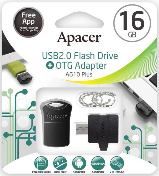 Apacer OTG Adapter A610 and USB 2.0 Super-mini USB Drive AH116
