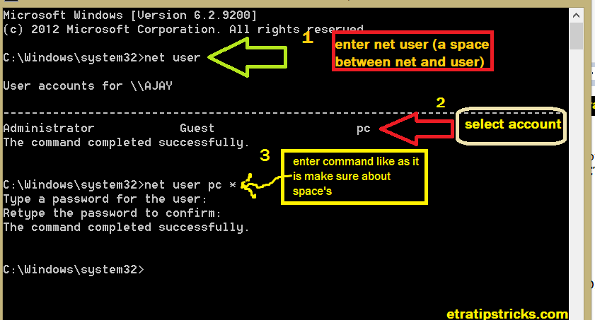 Changing Administrator Password using CMD(command prompt)