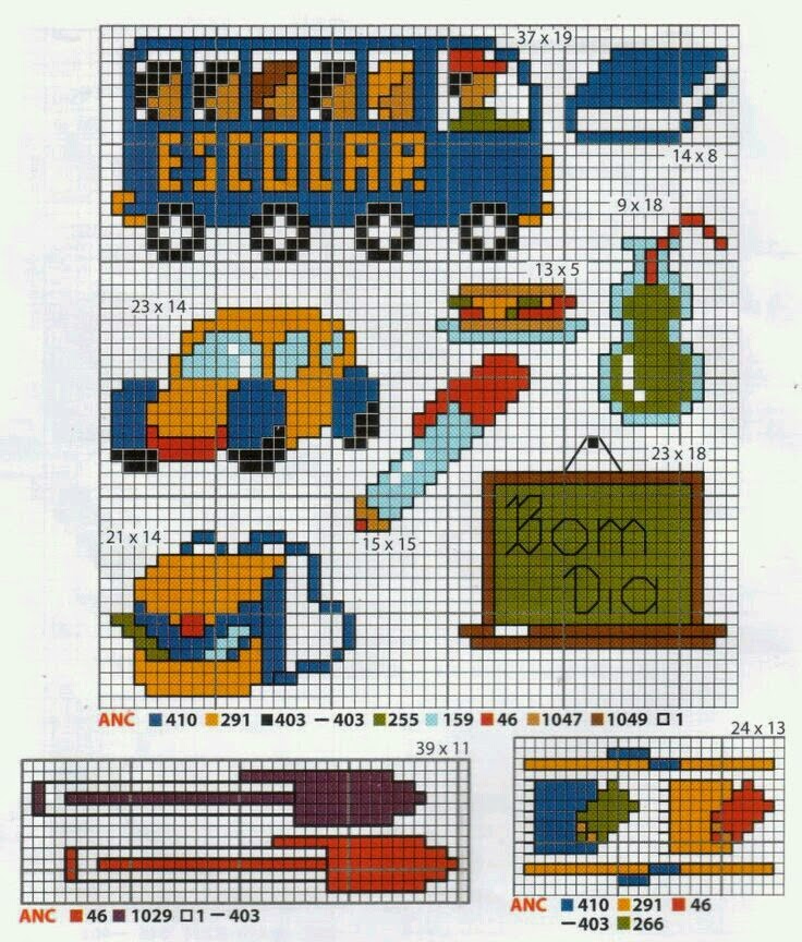 ♥Meus Gráficos De Ponto Cruz♥: Material Escolar em Ponto Cruz