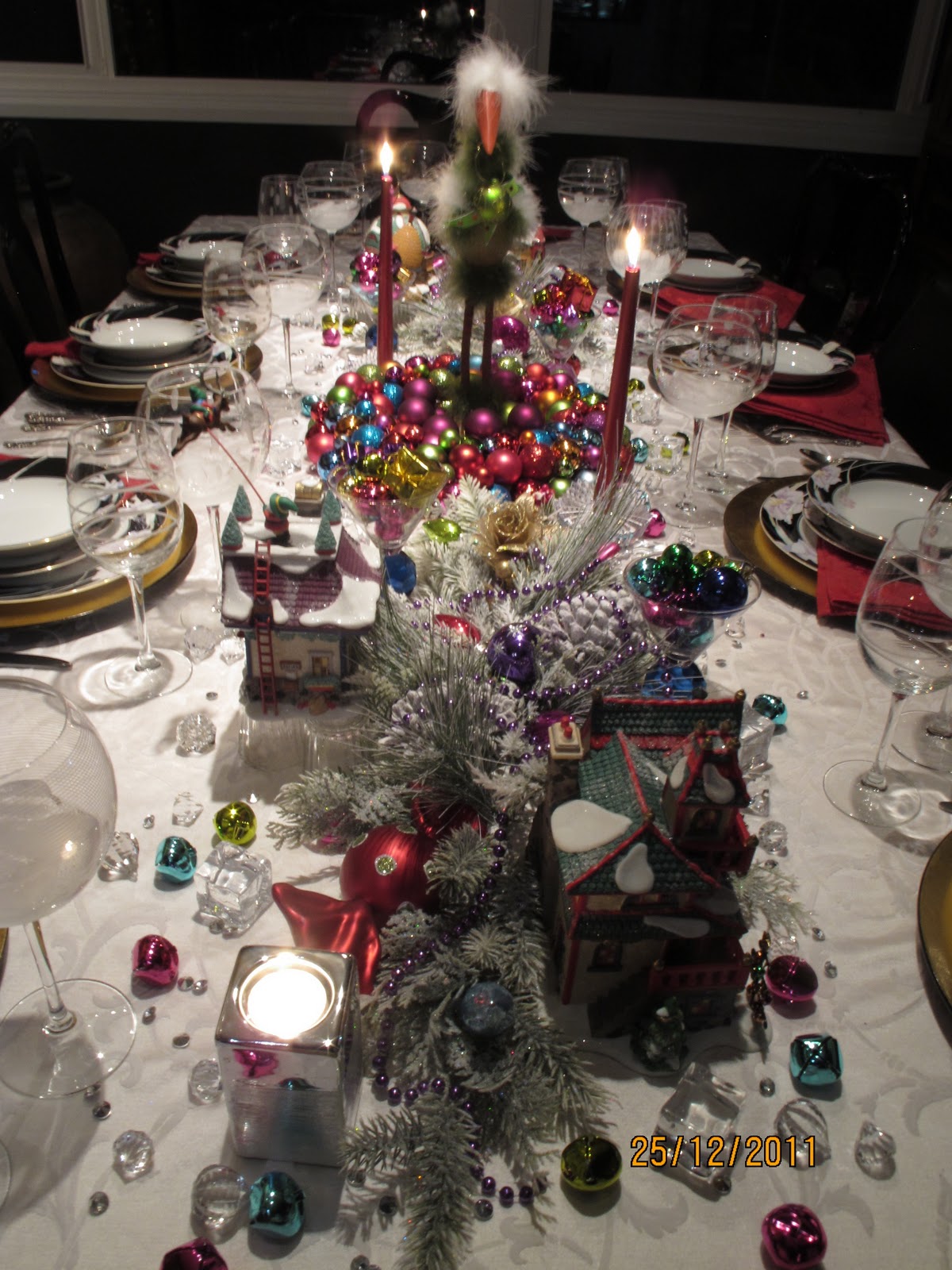 Beautiful christmas tablescapes made entirely from target products Christmas Village Fun Blog: Decorating the Christmas Table–with Department 56, Target, and Michaels