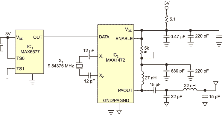 circuit diagram: Wireles Temperature Monitor Has Data Logging Capabilities