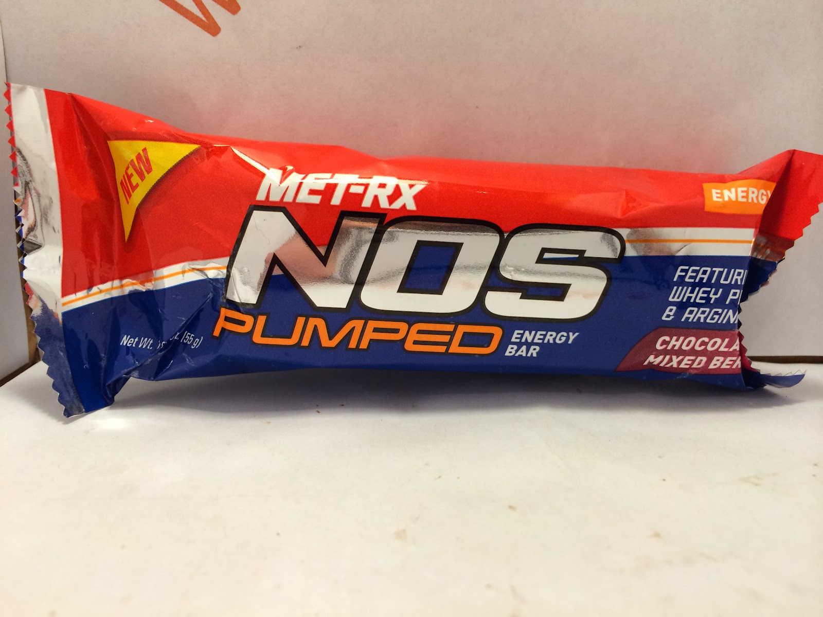 Crazy Food Dude Review METRx NOS Pumped Chocolate Mixed Berry Energy Bar