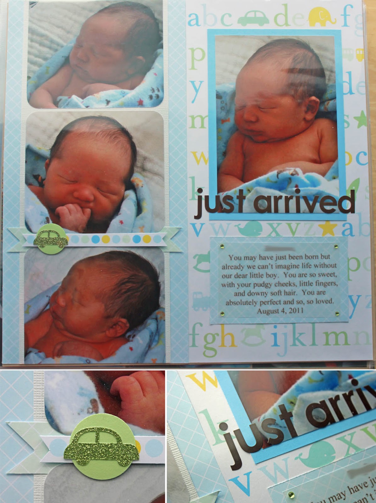 Katie's Nesting Spot: Baby Boy Scrapbook Pages: Just Arrived