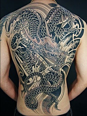 Chinese dragon tattoo designs covering the whole back