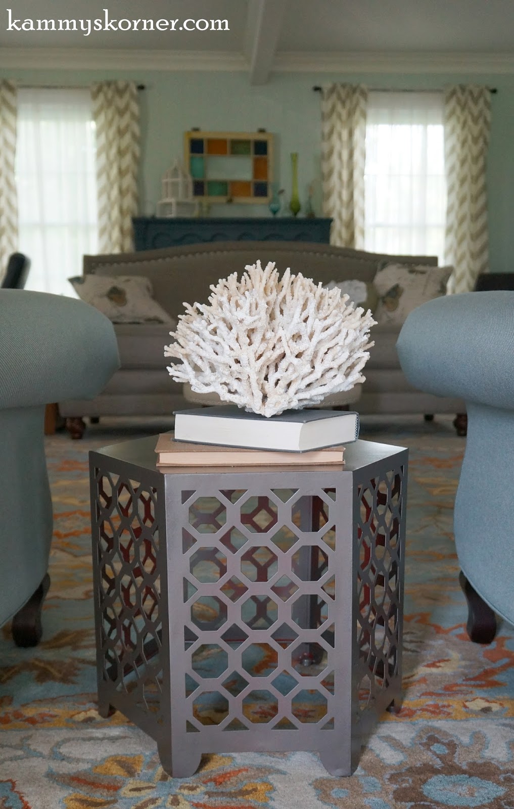 Kammy's Korner Hammered Spray Paint on Metal End Tables