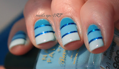 Blue Striping Nail Art