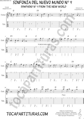 Tubescore Symphony nº 9 from the New Word Tab Sheet Music for Guitar on G