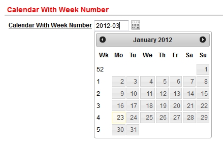 week numbered calendar