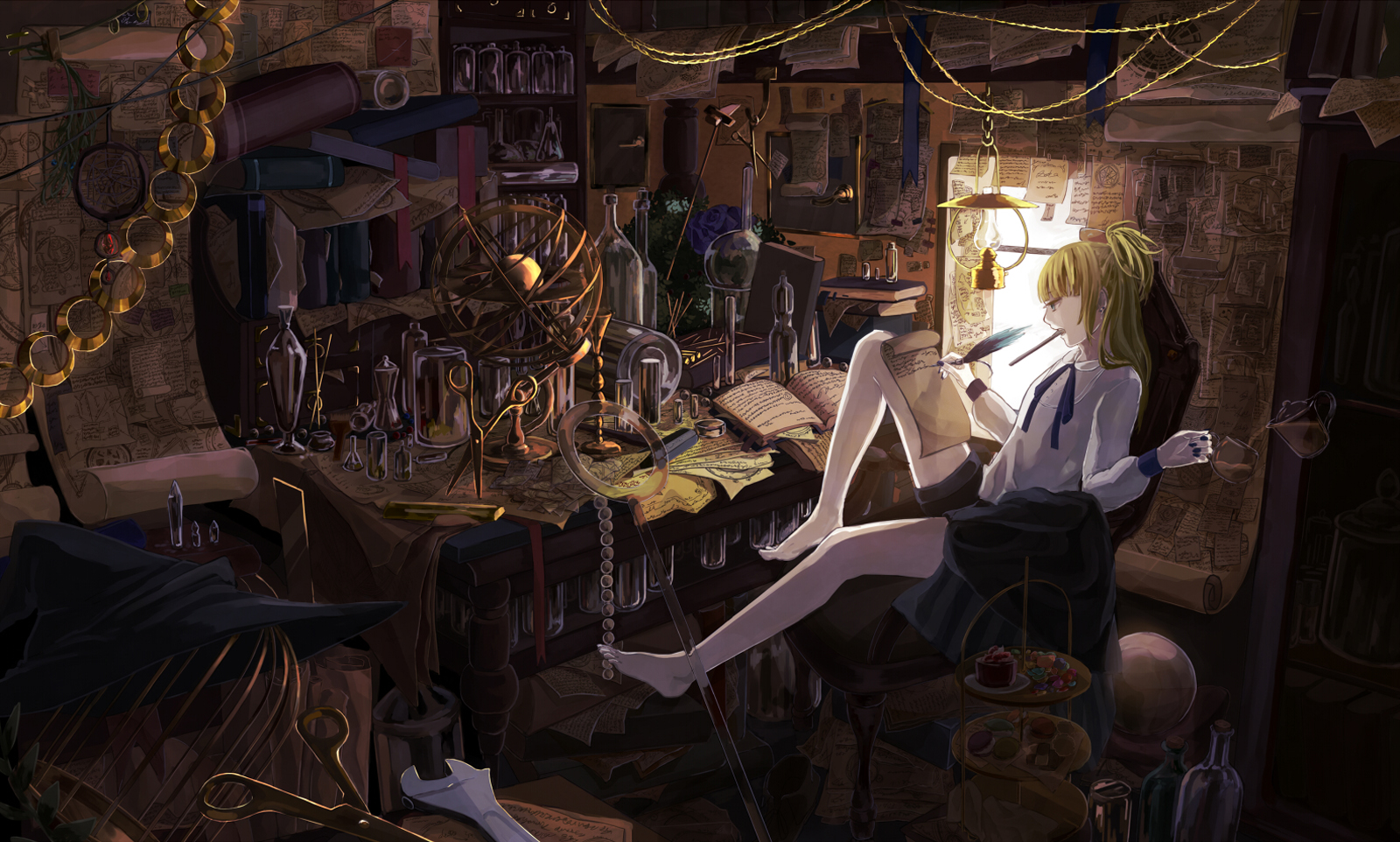 Hd Wallpaper Blonde Girl Books Scrolls Writing 2108,Casual Anime Male Clothes Drawing