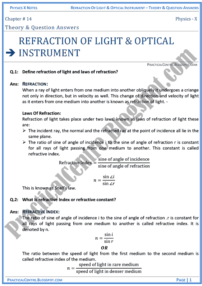 refraction-of-light-and-optical-instruments-theory-and-question-answers-physics-x