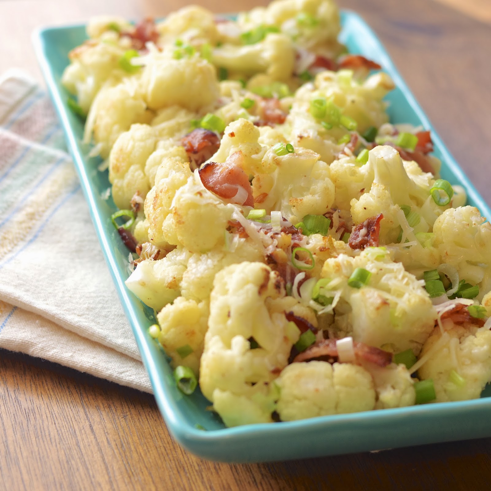 Roasted Cauliflower with Bacon and Parmesan Cheese Virtually Homemade