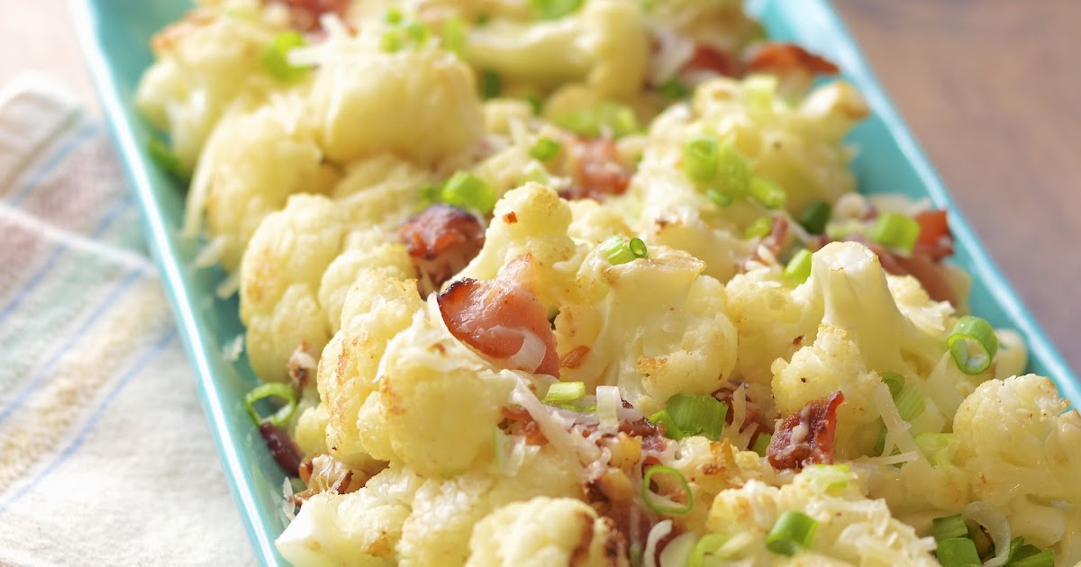 Roasted Cauliflower with Bacon and Parmesan Cheese Virtually Homemade