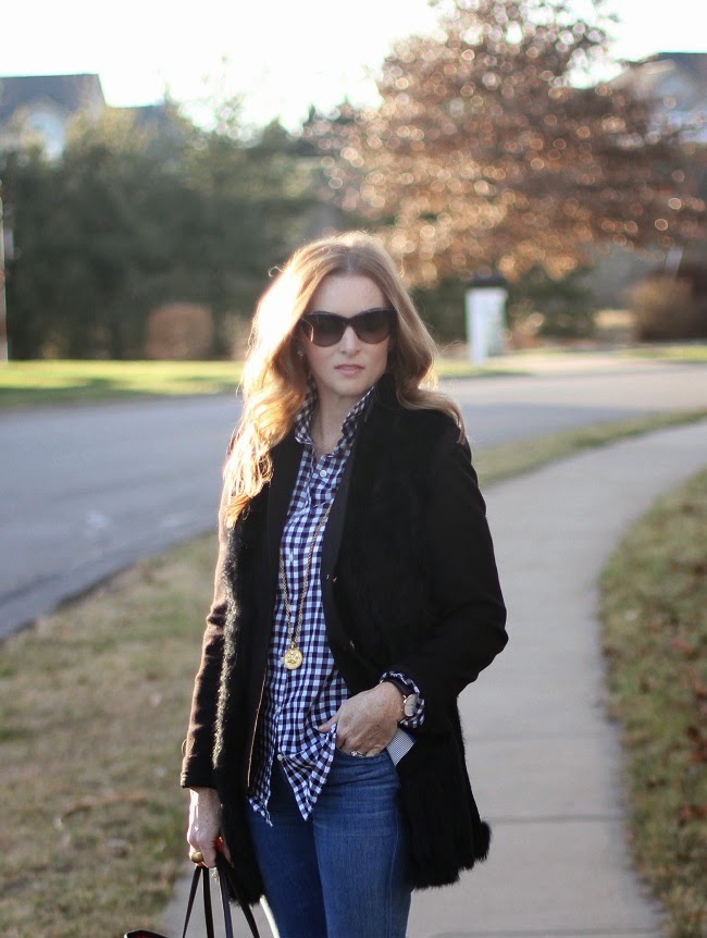 Club Monaco shirt and Louis Vuitton bag