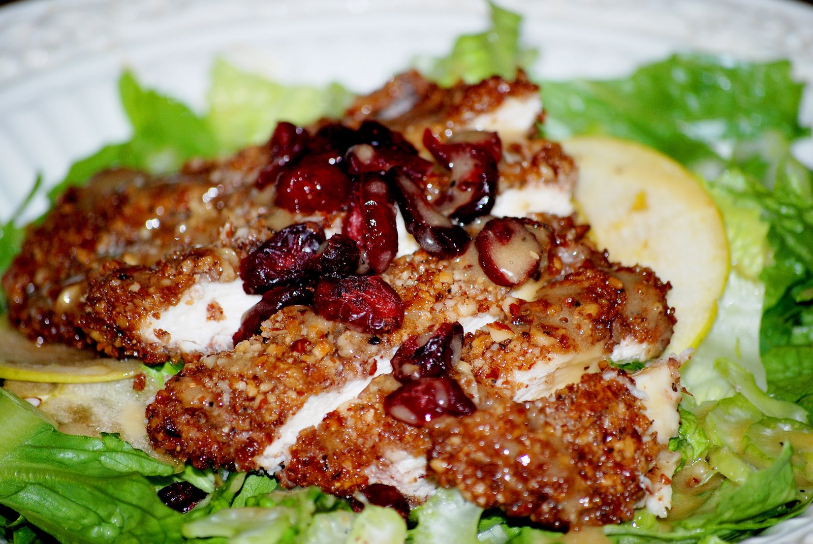 pecan crusted chicken salad with honey mustard dressing fashionably