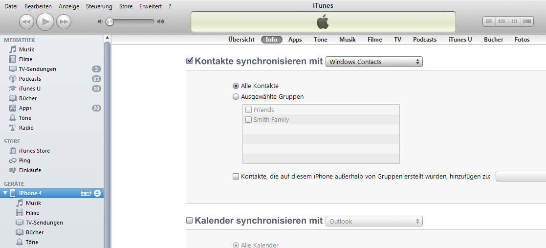 iPhone Kontakte iPhone Kontakte verwalten mit Windows