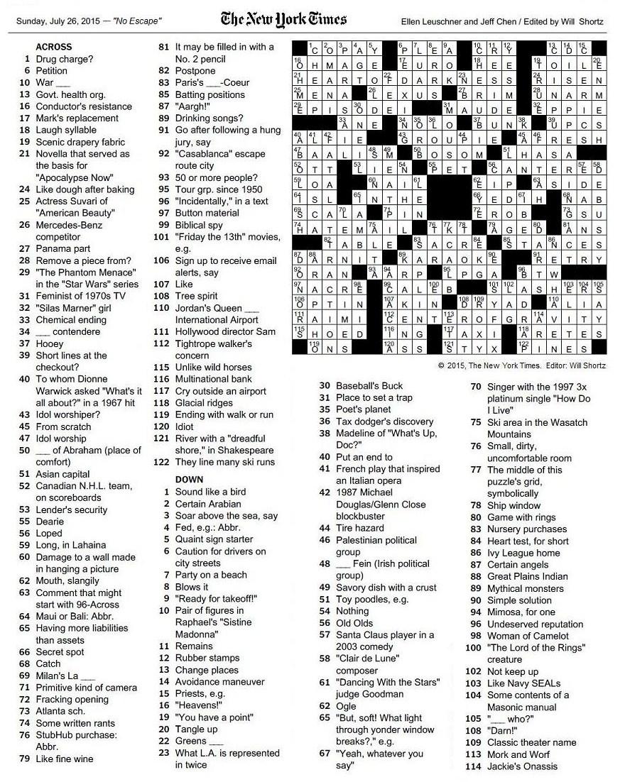 Crossword times york feb answers tuesday nyxcrossword The New York Times Crossword in Gothic: 2015